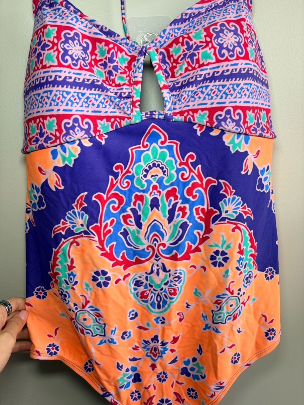 Aerie XL One-Piece Swimsuit Boho Print Cutout with Tie Back - Picture 4 of 7